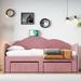 Red Barrel Studio® Shawnya Daybed w/ Two Drawers, Trundle & USB Ports Upholstered/Velvet in Pink | 40.4 H x 43.3 W x 81 D in | Wayfair