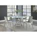 Willa Arlo™ Interiors Dawsonville 4 - Person Dining Set Glass/Upholstered/Metal in Gray/White | 29.75 H x 51.25 W x 51.25 D in | Wayfair