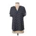 Adrianna Papell Short Sleeve Blouse: Blue Stars Tops - Women's Size Small