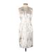 Talbots Casual Dress - Sheath Crew Neck Sleeveless: Silver Dresses - New - Women's Size 4