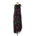 Just... Taylor Casual Dress - A-Line Crew Neck Sleeveless: Black Floral Dresses - Women's Size 12