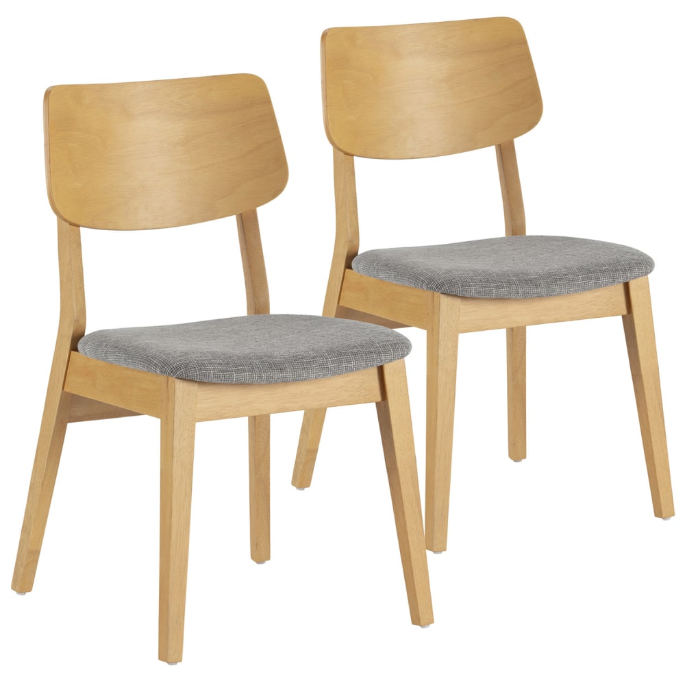 Pack de 2 chaises couleur chêne, bois massif