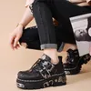 Neue Herren Echt leder Motorrads tiefel Gothic Schädel Stiefeletten schwarze Frauen Rock Schuhe Designer Punk Metal Plateaus chuhe