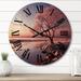 Designart "Pink Sunset Twilight By The Lake" Landscapes Oversized Wood Wall Clock