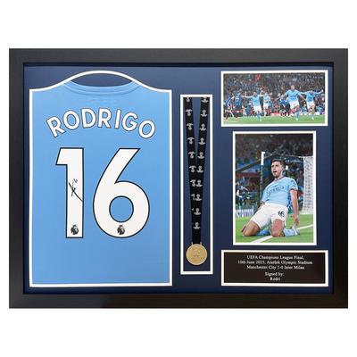 Manchester City Rodri signiertes Trikot mit Champions-League-Medaille Image