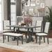 Modern Vintage 6-Piece Dining Set with Rectangular Dining Table and Tufted Dining Chairs & Bench Seating, for Dining Room