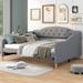 Modern Simple Full Size Vintage Daybed with Button Tufted Backrest Upholstery Bed Frame for Kids Teens Adults, Gray