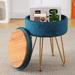 Velvet Storage Ottoman Round Footrest