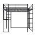 Black Full Size Metal Loft Bed with Long Desk, 2 Wooden Triangular Shelves, Full-Length Guardrails, 2 Built-in Ladders