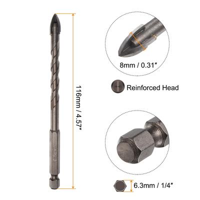 5pcs Titanium Masonry Drill Bit Concrete Drill Bit with Hex Shank