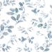 Blue & White Dancing Leaves Peel and Stick Wallpaper