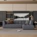 L-shaped Sectional Sofa Sets with Chaise Lounge, Modular Sectional Sofa, Dark Grey Chenille Deep Seat Couch for Living Room