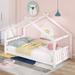 Twin Size House Bed with Roof with Playhouse Design, Semi-Enclosed Sleeping Space, Sturdy Pinewood Frame