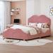 Velvet Upholstered Platform Bed with Cloud Shape Headboard,Footboard, Side board, Easy Assembly