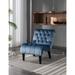 Light Blue Velvet Accent Chairs Solid Wood Frame Barrel Chair Tufted Upholstered Curved Single Chairs Living Room Lounge Chair