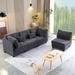 Deep Seat L-shaped Sectional Sofa, Black Velvet Sectional Free-standing Sofa Set, Convertible 4 Seater Modular Couch w/ Pillows