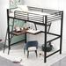 Twin Size Loft Metal&MDF Bed with Desk and Shelf Platform Bed Frame for Kids Teens Adults Space-Saving, Easy Assembly