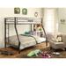 Brown Contemporary Metal Tube Bunk Bed with Side Double Built-In Ladder & Full Length Guard-Rail, Slat System Included