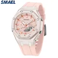 Neue Frauen sehen rosa 50m wasserdichte Armbanduhren Damen uhren Dual Time Digitaluhren LED-Uhr für
