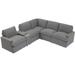 104'' Power Recliner Corner Sofa Home Theater Reclining Sofa Sectional Couches with Storage Box,USB Ports and Power Socket