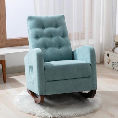 High Back Rocking Chair Sofa Nursery Chair Rocker Single Sofa Modern Lounge Armchair Nursery Nap Chair Slipper Chair