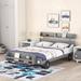 Gray Full Size Pine Wood Car Platform Bed with Storage Shelves, Strong Construction, Safety Rails, Unique Car Design