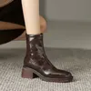 2025 herbst Frauen Stiefel Frauen Schuhe Karree Chunky Ferse Schuhe Casual Moderne Stiefel Winter Echtes Leder Stiefel