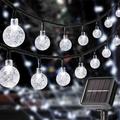 Solar String Lights Outdoor 50 Led 23 Feet Crystal Globe Lights with 8 Lighting Modes Waterproof Solar Powered Patio Lights for Garden Yard Porch Wedding Party Decoration (White)