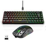 Wired Keyboard and Mouse Combo - RGB Streamer Mini Gaming Keyboard - Membrane Keyboard - 2.4G Wireless Mechanical RGB Gaming Mouse - 3600DPI - 11 RGB Lighting Modes - Game/Office - Walmart Compliant
