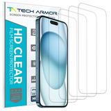 Tech Armor 4 Pack HD Clear Film Screen Protector for Apple NEW iPhone 15 6.1 Inch