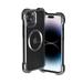 Rugged Metal Frame Case for iPhone 14 Pro Aluminum Alloy Bumper Carbon Fiber Back Logo Hollow Shockproof Anti-Drop Lens Protection Cover Compatible with Magsafe Wireless Charger Phone Case