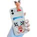 Christmas Case for iPhone 11 Pro Cute Funny 3D Cartoon Santa Claus Design with Card Slot Soft TPU Ultra-Thin Anti-Fall Protective Case for Xmas (Elk White iPhone 11 Pro)