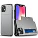 for iPhone 12 Mini Wallet Case with Sliding Door Hidden Pocket Credit Card Holder Dual Layer Heavy Duty Shockproof Hard PC Hybrid TPU Phone Flip Protective Cover for iPhone 12 Mini Gray