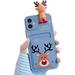 Christmas Case for iPhone 15 Pro Cute Funny 3D Cartoon Santa Claus Design with Card Slot Soft TPU Ultra-Thin Anti-Fall Protective Case for Xmas (Elk Blue iPhone 15 Pro)