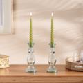 Pack of 12 Twisted Pillar Candles Green