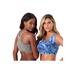 Plus Size Women's Wireless Sport Bra 2-Pack by Comfort Choice in Blue Tie Dye (Size 2X)