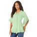 Plus Size Women's Whitney Lace Shirt by Roaman's in Green Mint (Size 32 W)