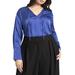 Plus Size Women's Tie Neckline Satin Blouse by ELOQUII in Cobalt (Size 14)