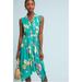Anthropologie Dresses | Anthropologie Maeve Rory Floral Midi Shirt Dress Asymmetrical Hem Green | Color: Green | Size: 8