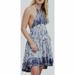 Free People Dresses | Free People Beach Day Mini Dress Halter Blue White A Line Boho Floral | Color: Blue/White | Size: S