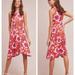 Anthropologie Dresses | Anthropologie Maeve Cleary Floral Mock Neck Jersey Dress Orange Red Size Small | Color: Orange/Red | Size: S