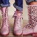Free People Shoes | Free People Flower Power Lace-Up Boots | Color: Pink/Red | Size: 8.5