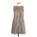 Very J Casual Dress - Mini High Neck Sleeveless: Gray Print Dresses - Women's Size Small