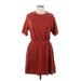 Old Navy Casual Dress - Mini Crew Neck Short sleeves: Burgundy Print Dresses - Women's Size Large