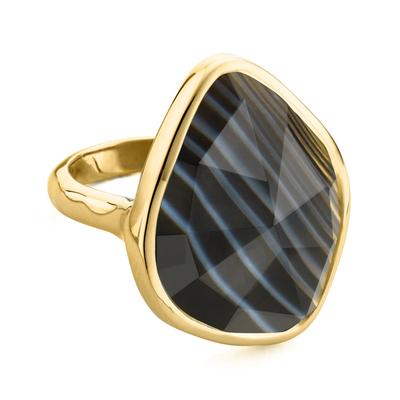 Gold Siren Nugget Ring Black Line Onyx
