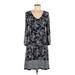 Skies Are Blue Casual Dress - Shift: Blue Print Dresses - Women's Size Medium