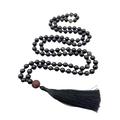 WORLD WIDE GEMS Black Onyx Stone Mala Beads, 108 Mala Necklace, Knotted Mala, WWG Necklace, Yoga Jewelry Meditation Beads Spiritual Jewelry Boho Jewelry