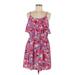 Elle Casual Dress - Mini Scoop Neck Sleeveless: Pink Print Dresses - Women's Size Medium