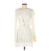 Zara Casual Dress - Mini High Neck Long sleeves: Ivory Dresses - Women's Size Medium