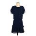 Aqua Cocktail Dress - Mini Crew Neck Short sleeves: Blue Print Dresses - New - Women's Size Small